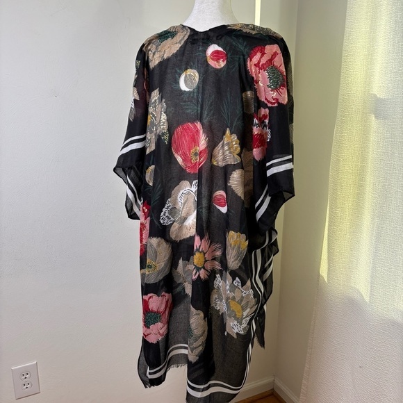 Floral Bohemian Boho Dark Romantic Tropical Kimono Jersey Stripe Wrap Beach - Picture 7 of 14